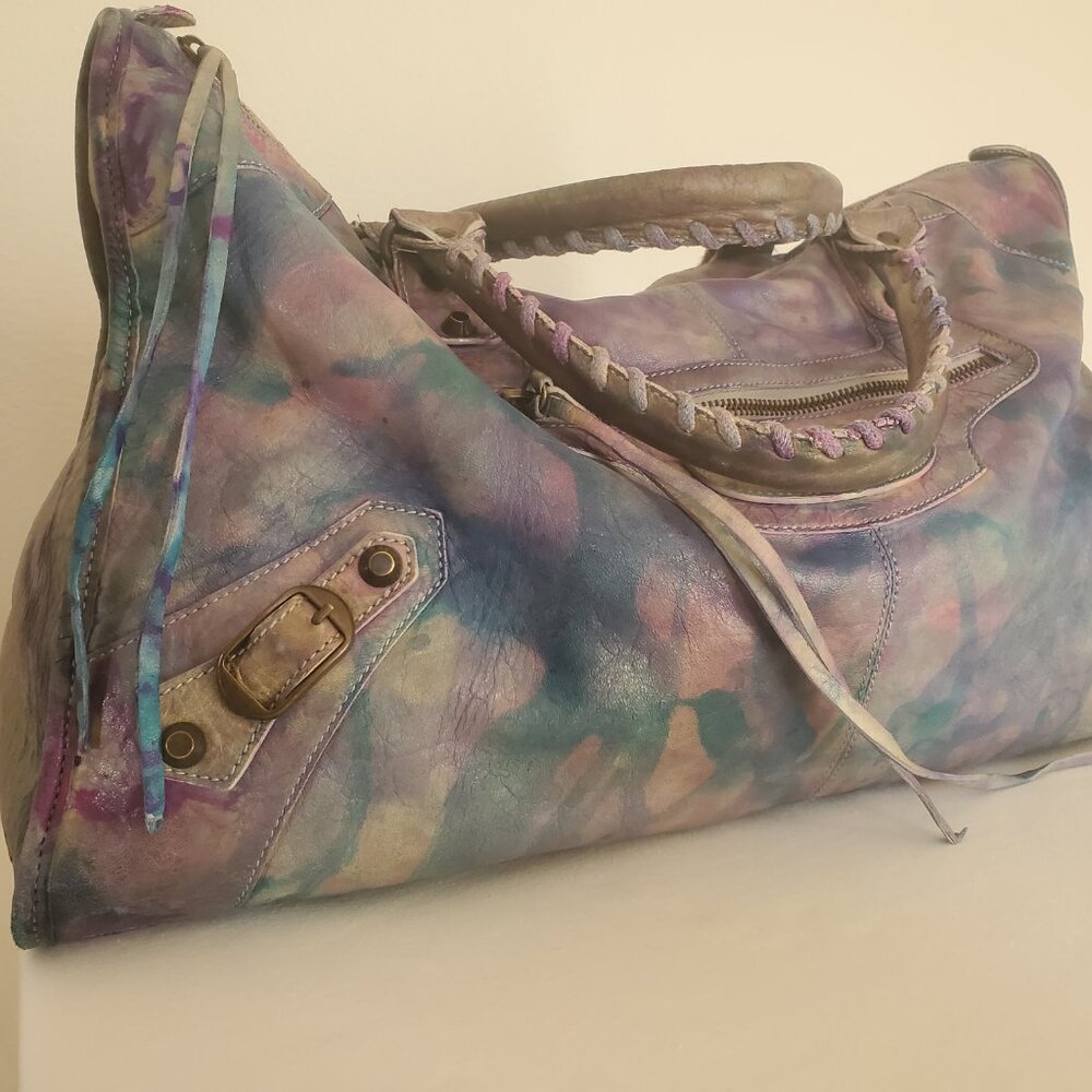 Balenciaga Graffiti giant City Bag Purse pink blue purple green grey gray silver - Picture 8 of 16